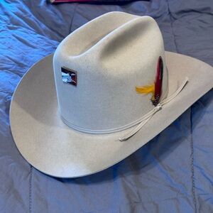 Stetson Light Cream Cowboy Hat with Feather Accent